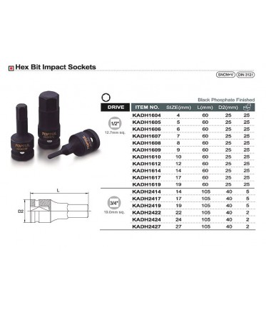 Головка ударная 1/2" HEX 9мм TOPTUL KADH1609